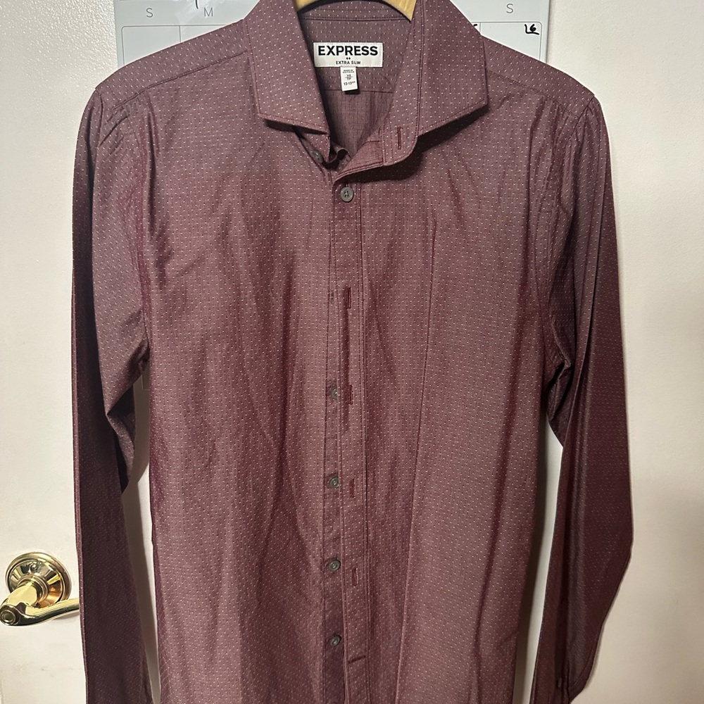 Express Men's Burgundy Dress Shirt